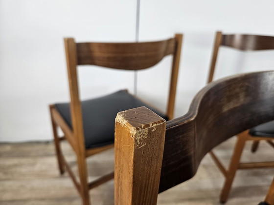 Image 1 of Chaises de style scandinave en teck et cuir