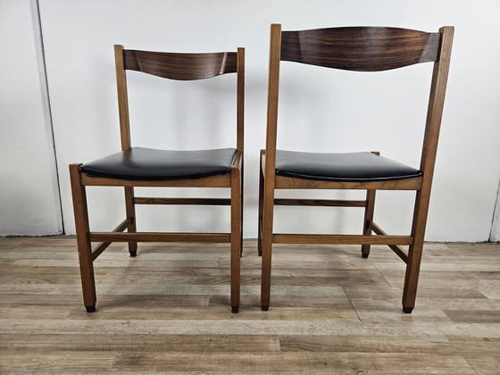 Image 1 of Chaises de style scandinave en teck et cuir