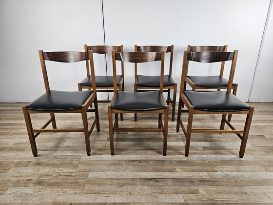 Image 1 of Chaises de style scandinave en teck et cuir