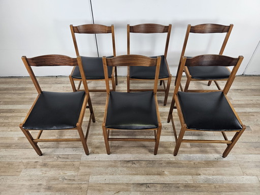 Chaises de style scandinave en teck et cuir