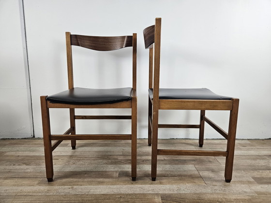 Image 1 of Chaises de style scandinave en teck et cuir