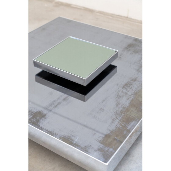 Image 1 of Table basse vintage en acier inoxydable et verre pour Giovanni Ausenda, Italie 1970