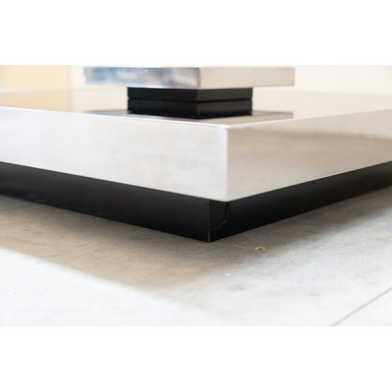 Image 1 of Table basse vintage en acier inoxydable et verre pour Giovanni Ausenda, Italie 1970