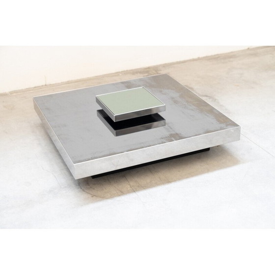 Image 1 of Table basse vintage en acier inoxydable et verre pour Giovanni Ausenda, Italie 1970