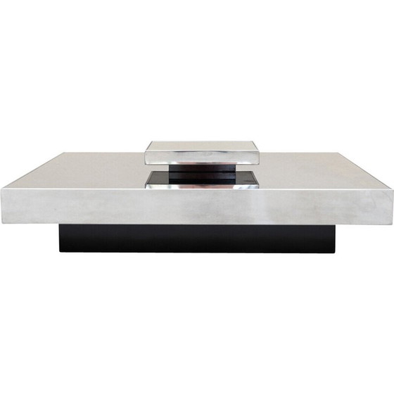 Image 1 of Table basse vintage en acier inoxydable et verre pour Giovanni Ausenda, Italie 1970