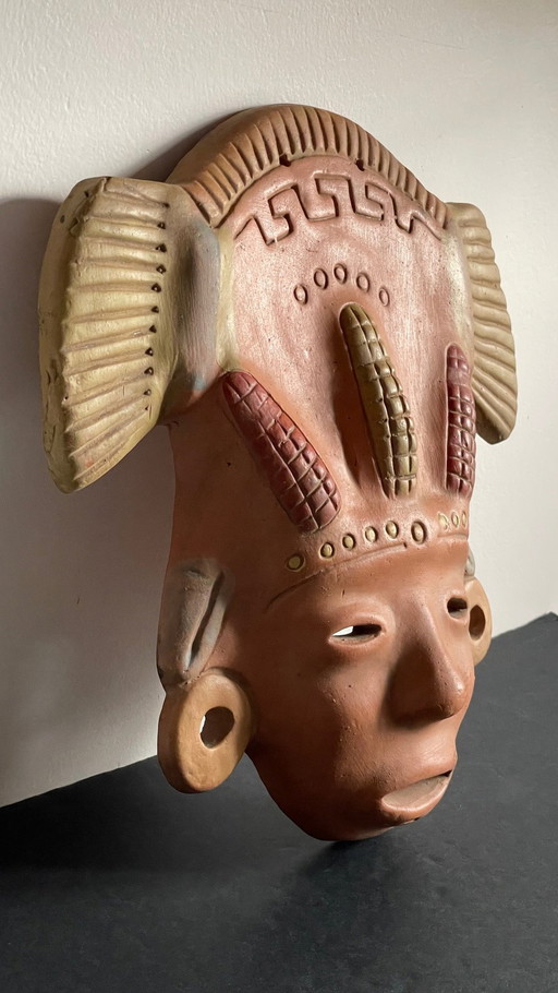 Masque Terre Cuite Mexico Vintage