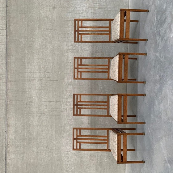 Image 1 of Ensemble de 4 chaises Art Déco de l'école de La Haye par Cornelis Van Der Sluys, Hollande, années 1930