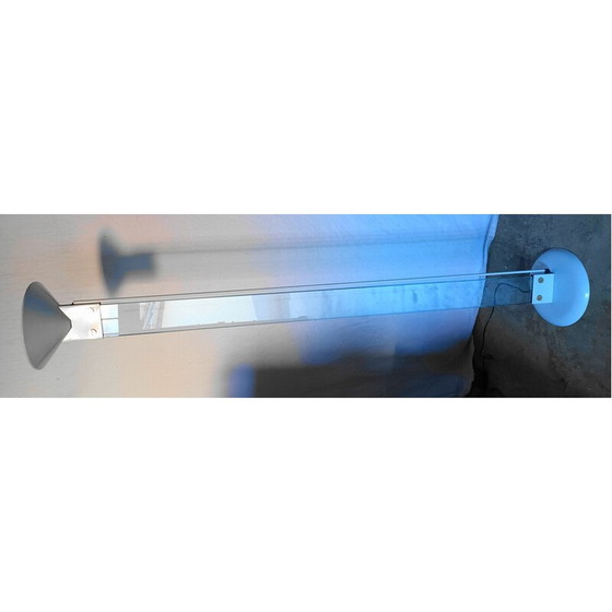 Image 1 of Lampadaire vintage en verre épais et métal laqué blanc par Max Baguera pour Lamperti, 1970