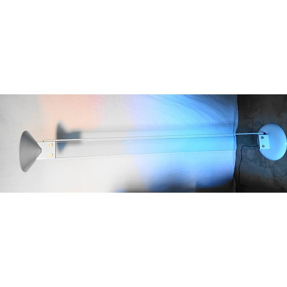 Image 1 of Lampadaire vintage en verre épais et métal laqué blanc par Max Baguera pour Lamperti, 1970