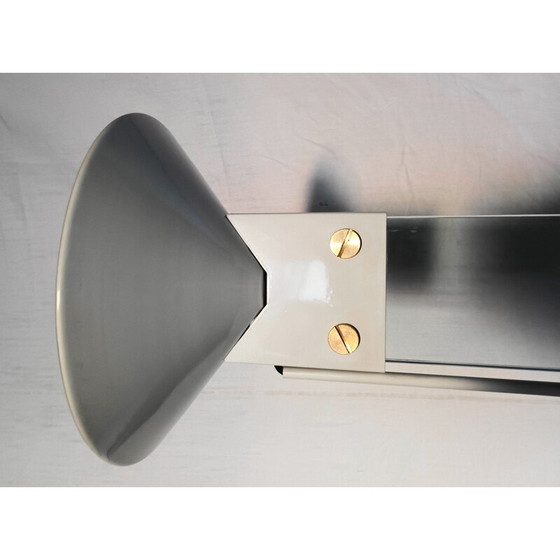 Image 1 of Lampadaire vintage en verre épais et métal laqué blanc par Max Baguera pour Lamperti, 1970