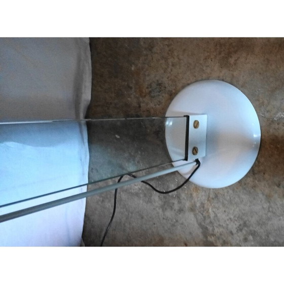 Image 1 of Lampadaire vintage en verre épais et métal laqué blanc par Max Baguera pour Lamperti, 1970