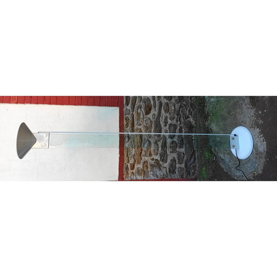 Image 1 of Lampadaire vintage en verre épais et métal laqué blanc par Max Baguera pour Lamperti, 1970