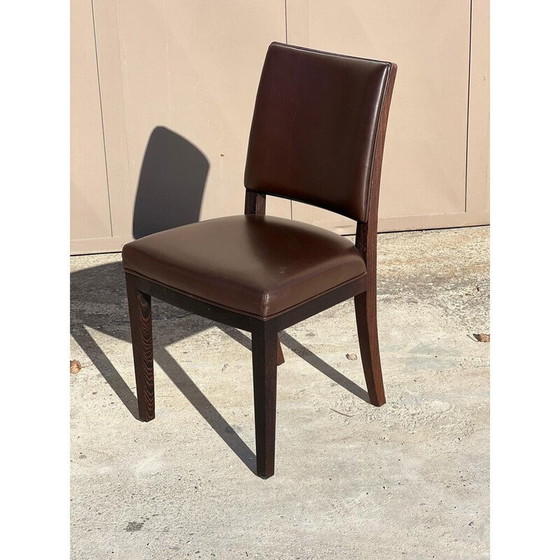 Image 1 of Ensemble de 8 chaises de salle à manger vintage "Calypso" en chêne et cuir marron par Antonio Citterio pour Maxalto