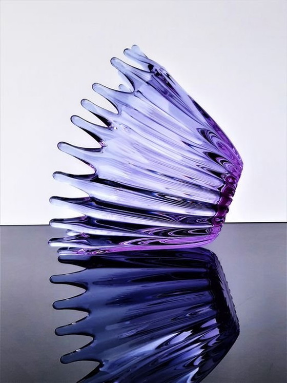 Image 1 of Grande Coupe En Cristal Violet • Vintage • Cristallerie De Bayel  • 1950