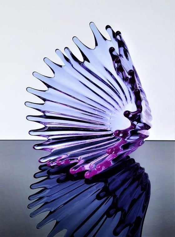 Image 1 of Grande Coupe En Cristal Violet • Vintage • Cristallerie De Bayel  • 1950