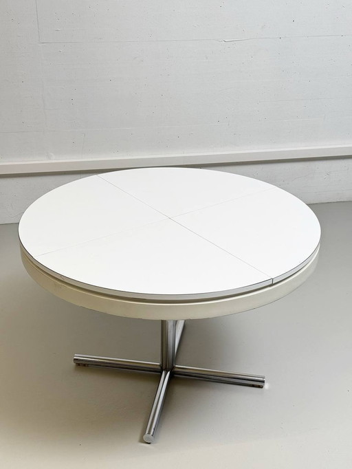 Mid Century Table Ronde Avec Mécanisme Innovant