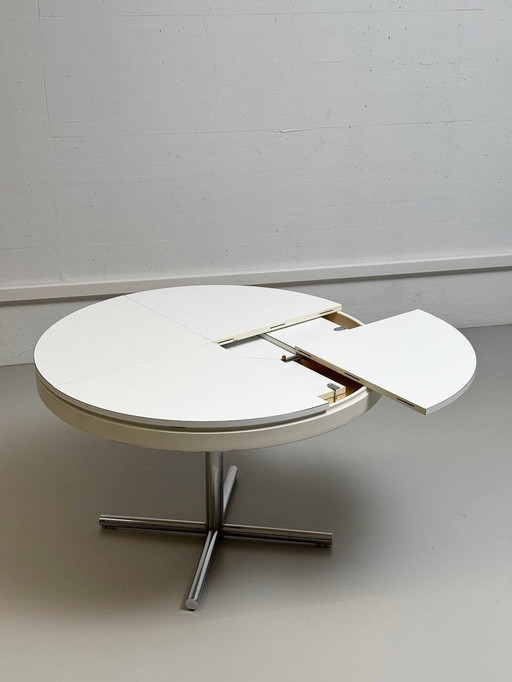 Mid Century Table Ronde Avec Mécanisme Innovant