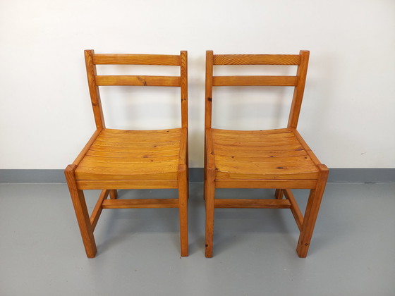 Image 1 of Paire De Chaises Vintage En Pin Des Années 70