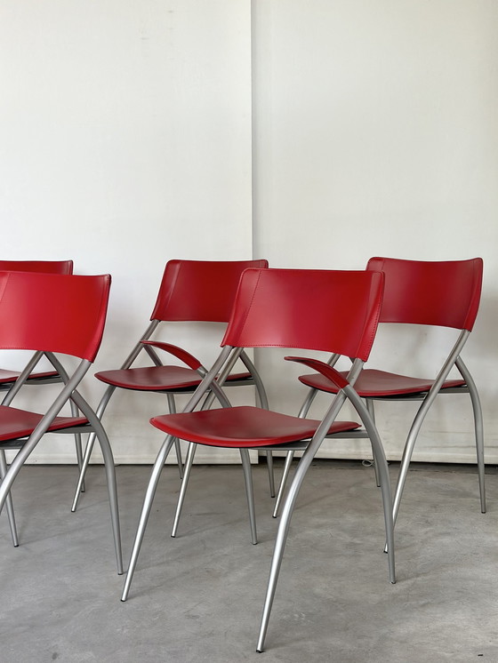 Image 1 of 7x Chaise de salle à manger design Calligaris, Italie