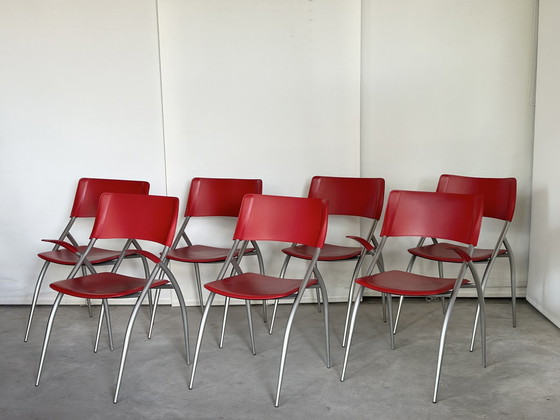 Image 1 of 7x Chaise de salle à manger design Calligaris, Italie