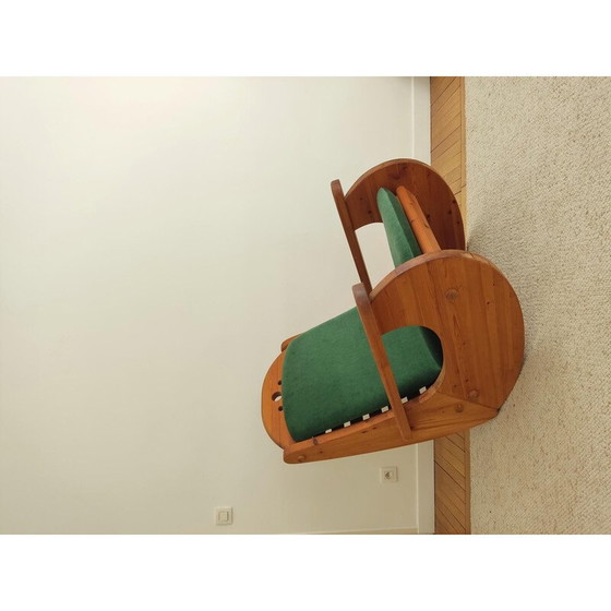 Image 1 of Vintage rocking chair in pine wood and velvet, 1970