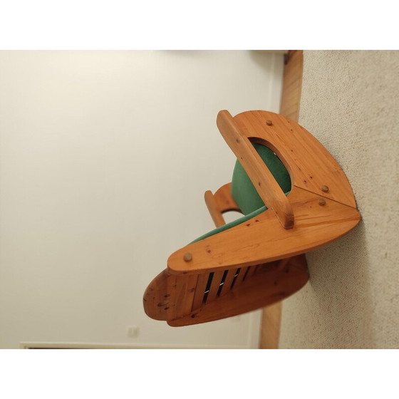 Image 1 of Vintage rocking chair in pine wood and velvet, 1970