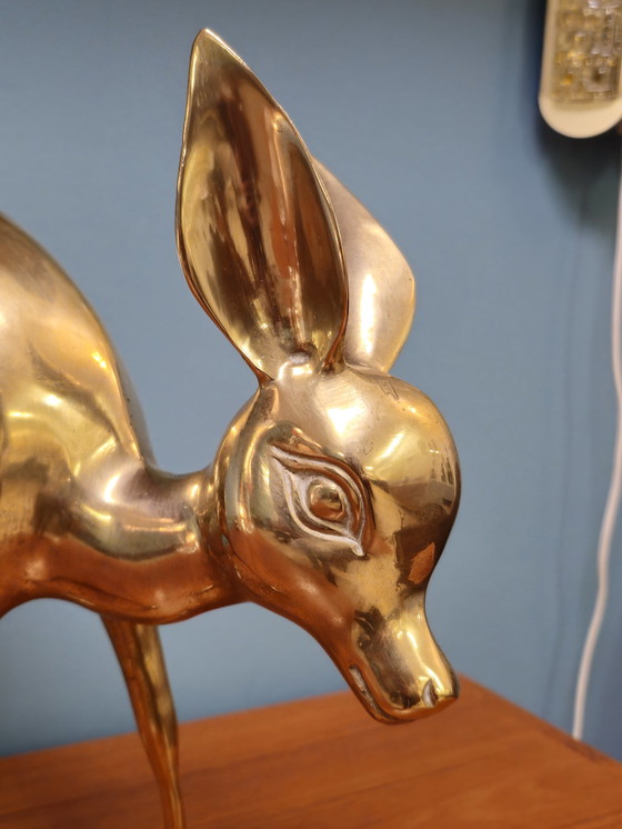 Image 1 of Vintage Brass Xl Deer Bambi Deer Copper