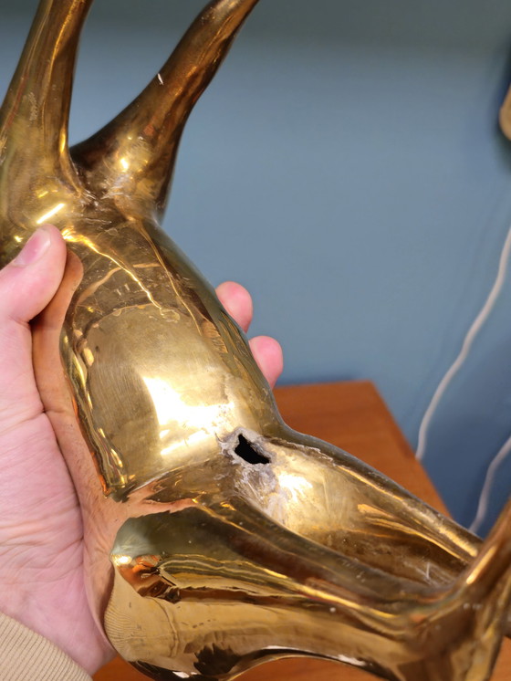 Image 1 of Vintage Brass Xl Deer Bambi Deer Copper