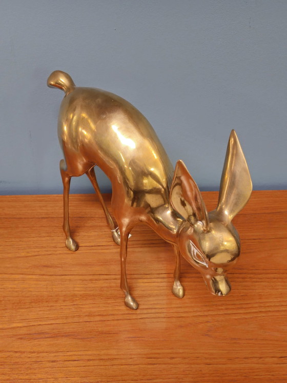 Image 1 of Vintage Brass Xl Deer Bambi Deer Copper