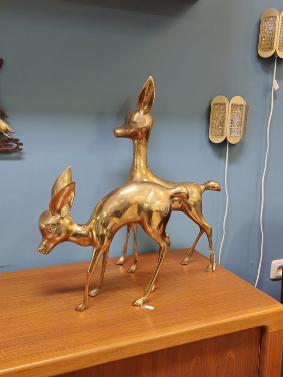 Image 1 of Vintage Brass Xl Deer Bambi Deer Copper