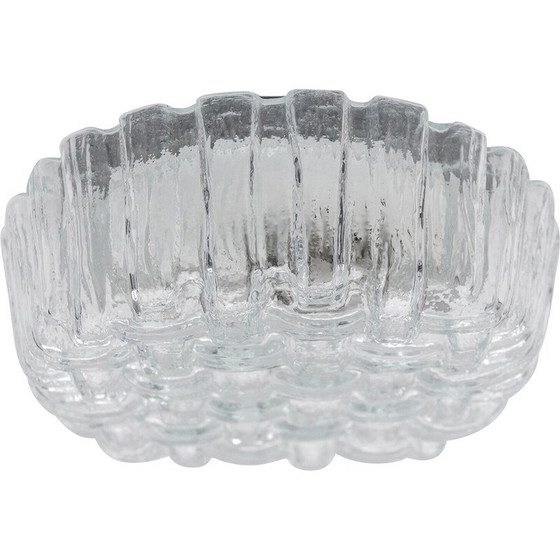 Image 1 of Plafonnier rond vintage en verre glacé et métal, Allemagne 1960