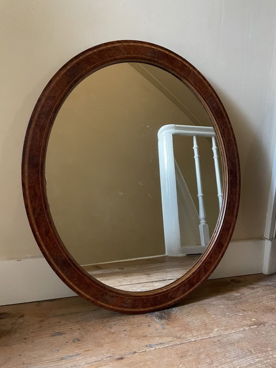 Image 1 of 2 X Miroirs ovales marquetés Antique Français