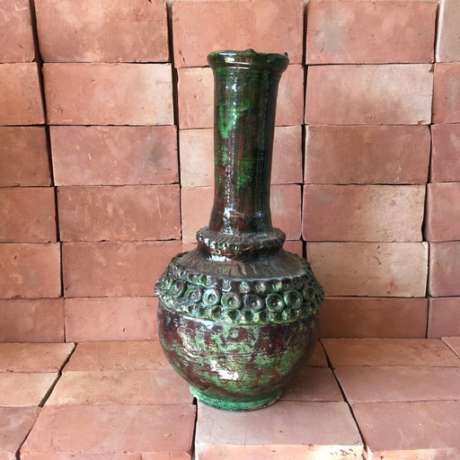 Vase Poterie De Tamegroute En Terre Cuite Émaillée 