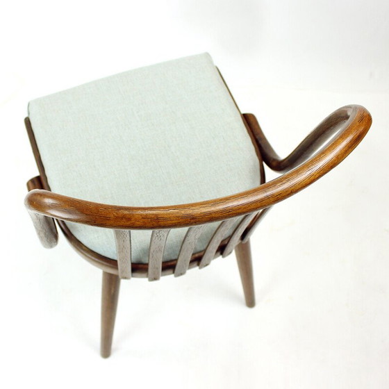 Image 1 of Ensemble de 4 chaises de salle à manger vintage en chêne foncé incurvé pour Jitona, Tchécoslovaquie 1960