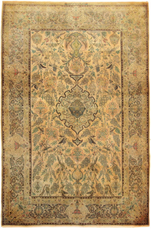Tapis persan Ancien Isfahan Très Fin Avec Soie 240 X 154 Cm