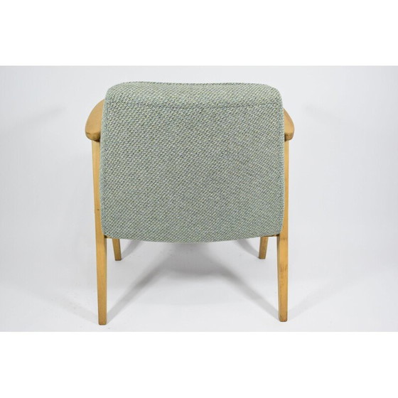 Image 1 of Fauteuil classique vintage tissu vert, bois de chêne 1960s