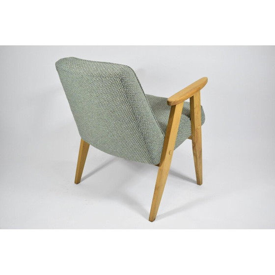 Image 1 of Fauteuil classique vintage tissu vert, bois de chêne 1960s