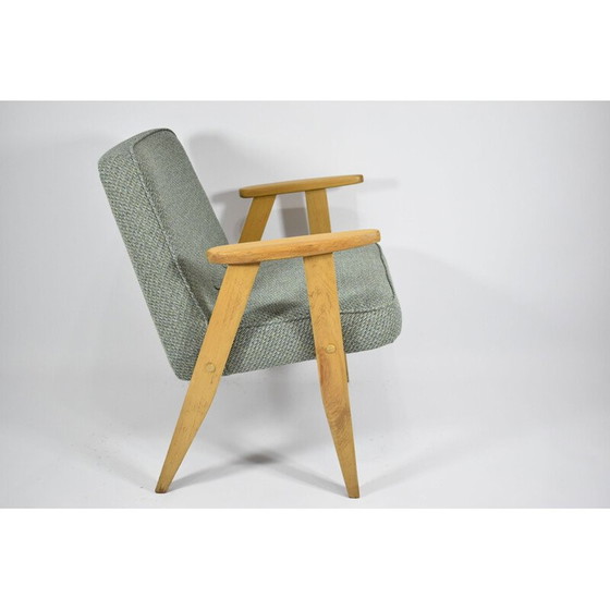 Image 1 of Fauteuil classique vintage tissu vert, bois de chêne 1960s