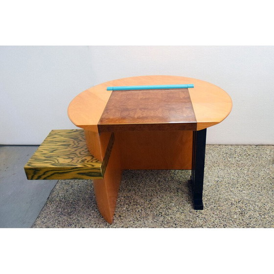 Image 1 of Bureau vintage Sophia en bois massif et métal par Aldo Cibic pour Memphis Milano, 1985