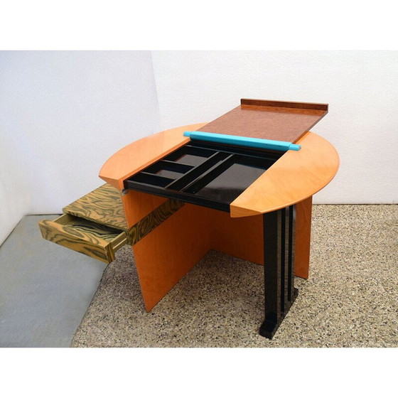 Image 1 of Bureau vintage Sophia en bois massif et métal par Aldo Cibic pour Memphis Milano, 1985