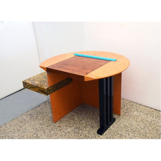 Image 1 of Bureau vintage Sophia en bois massif et métal par Aldo Cibic pour Memphis Milano, 1985