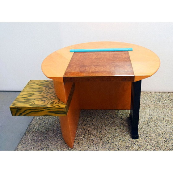 Image 1 of Bureau vintage Sophia en bois massif et métal par Aldo Cibic pour Memphis Milano, 1985