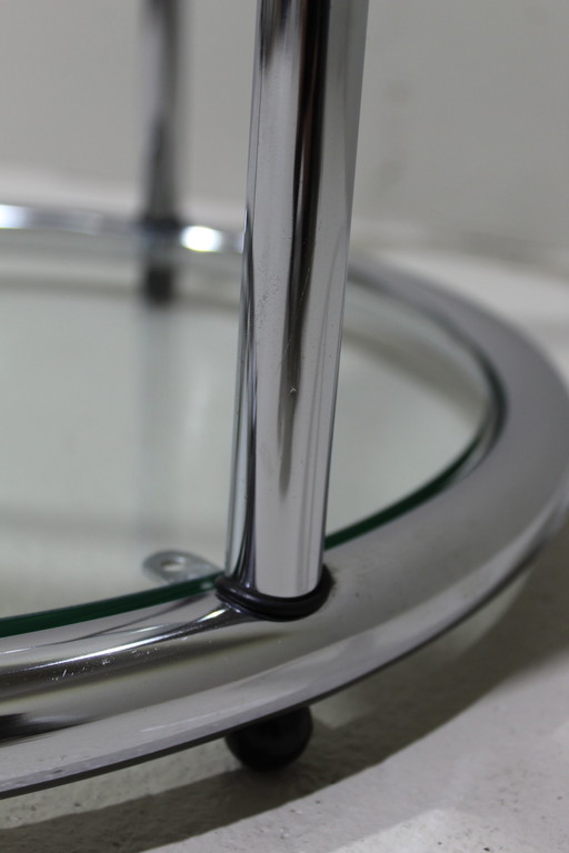Table d'appoint vintage - verre, chrome