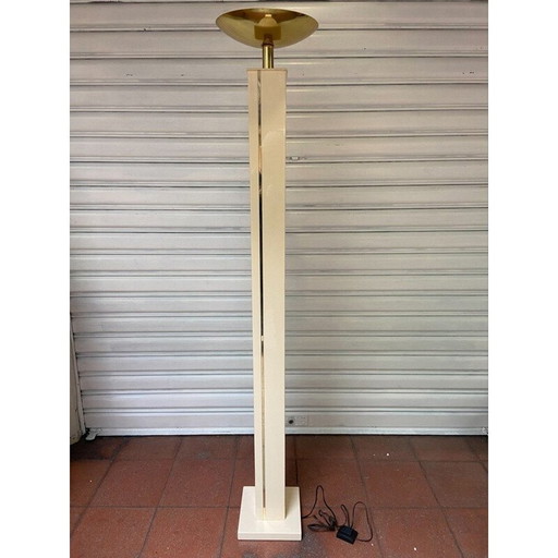 Lampadaire vintage en laiton et plexiglas par Maison Romeo, 1980