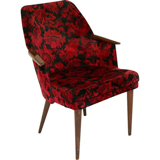 Image 1 of Fauteuil vintage avec assise en tissu floral Suède années 1950