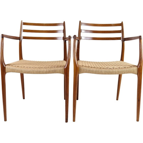 Image 1 of Paire de fauteuils en teck vintage par N.O. Møller pour J. L. Møllers Møbelfabrik, 1962s