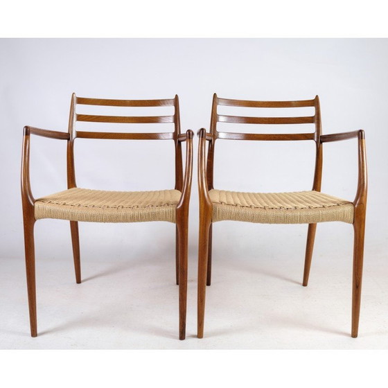 Image 1 of Paire de fauteuils en teck vintage par N.O. Møller pour J. L. Møllers Møbelfabrik, 1962s
