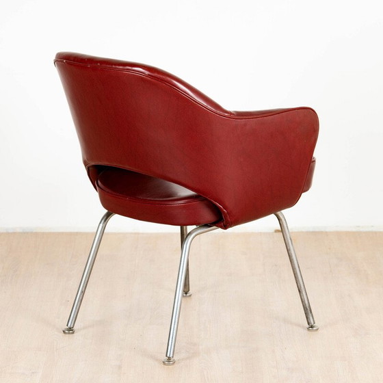 Image 1 of Fauteuil "Conférence" vintage en bois et acier chromé par Eero Saarinen pour Knoll international, 1957