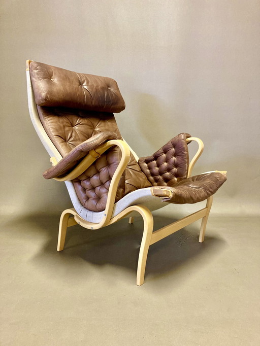 Fauteuil "Pernilla" Cuir "Bruno Mathsson" 1960.