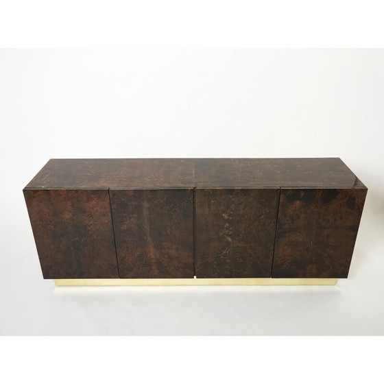 Image 1 of Buffet vintage en parchemin brun et laiton par Aldo Tura, Italie 1960